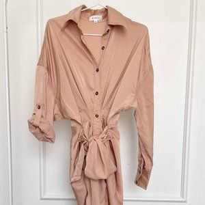 Mable Front Tie satin like pink dress